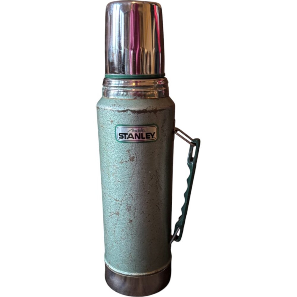 Vintage USA Made Aladdin Stanley Thermos Green 1 Quart A944DH Vacuum Bottle‎ - Picture 2 of 9